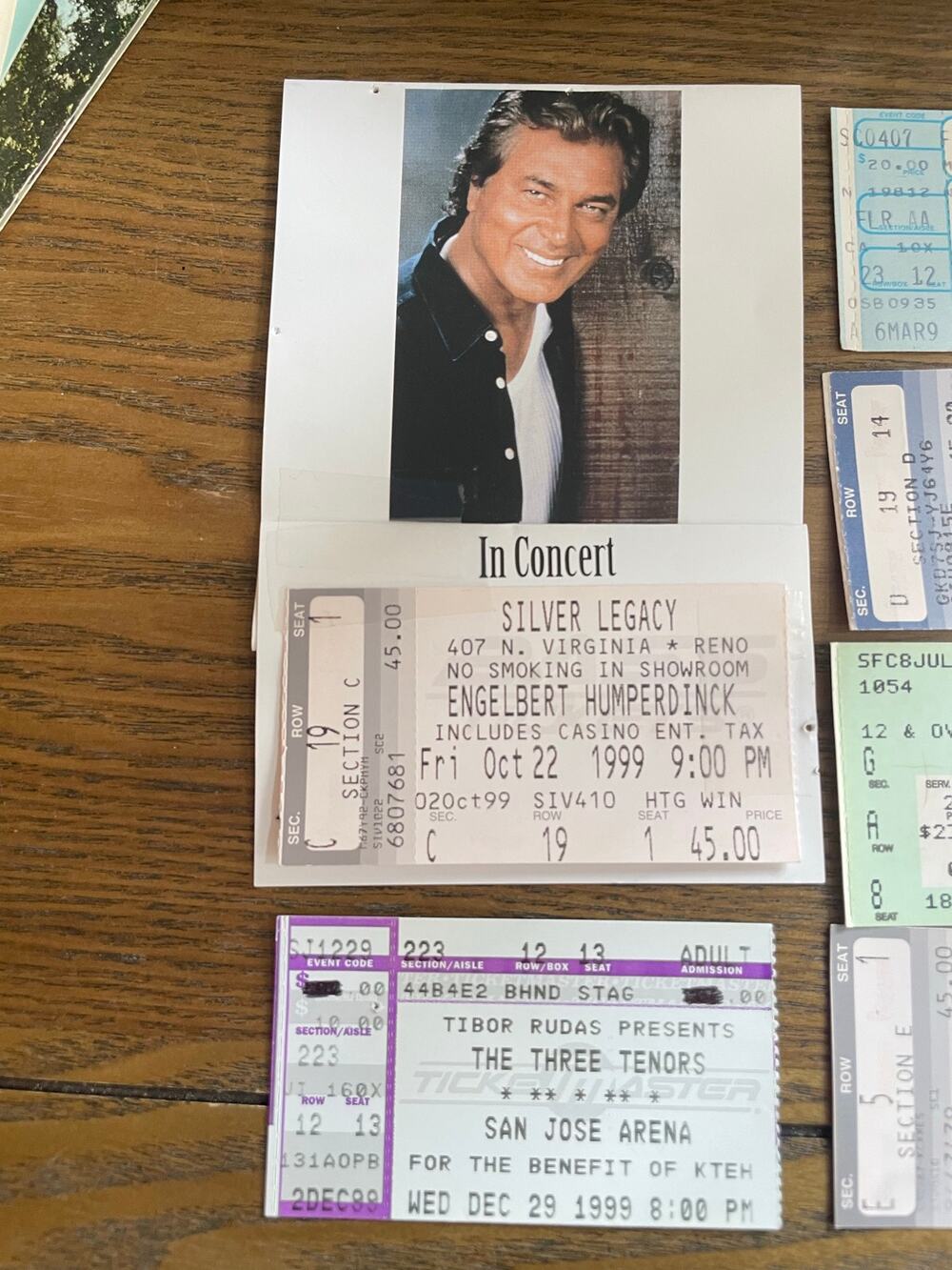 Vintage Concert Ticket Stub Lot 1998-2000 Neil Diamond Tony Bennett Three Tenors